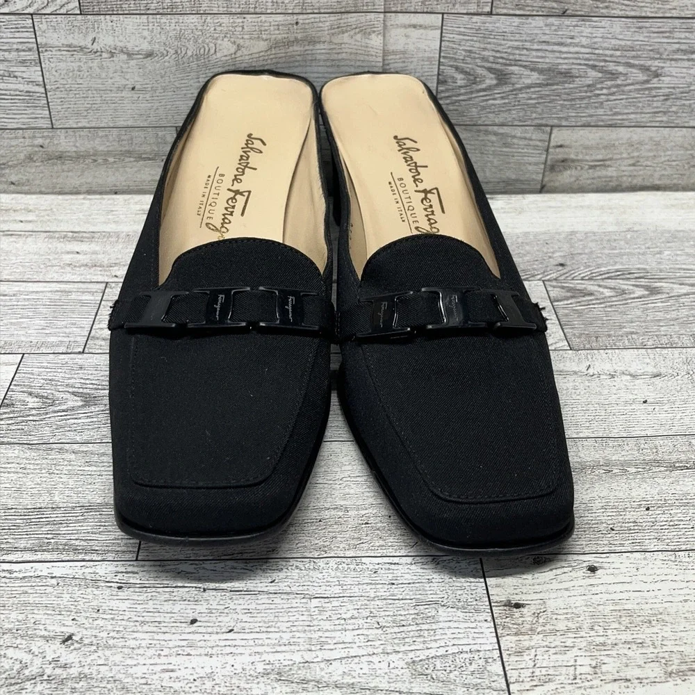 Salvatore Ferragamo Boutique Black Mule Women Size 9 2A‎_2